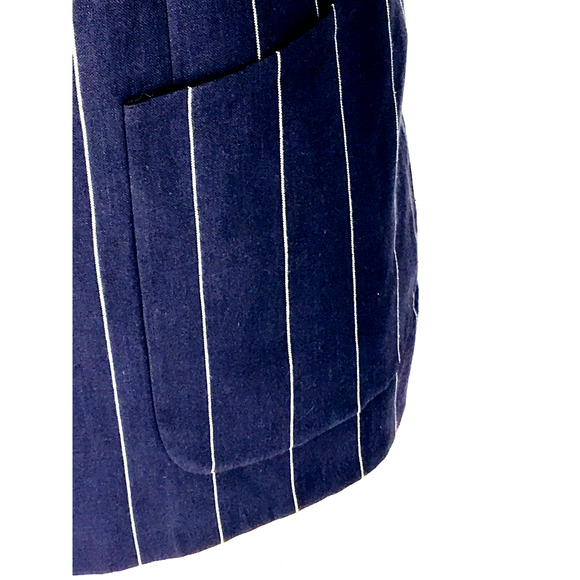 42L Jacobsons USA Mens Vintage Double Breasted Linen Wool Blazer Jacket Navy - Picture 12 of 14